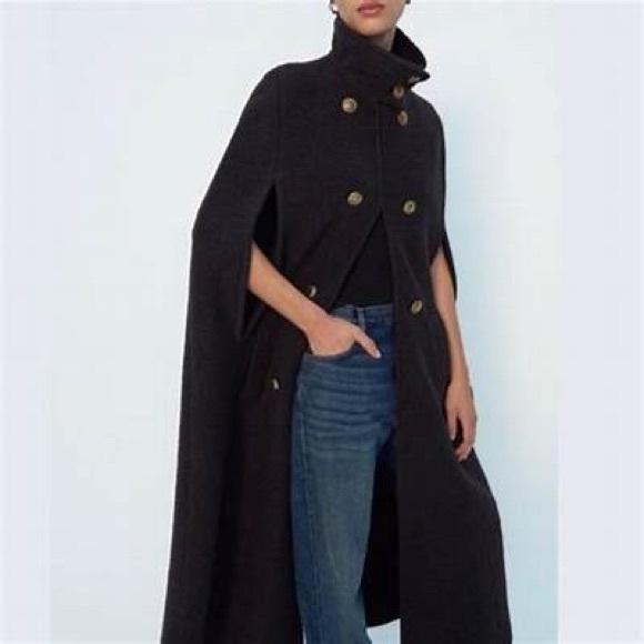 Zara limited edition wool blend Cape Coat - Picture 7 of 13